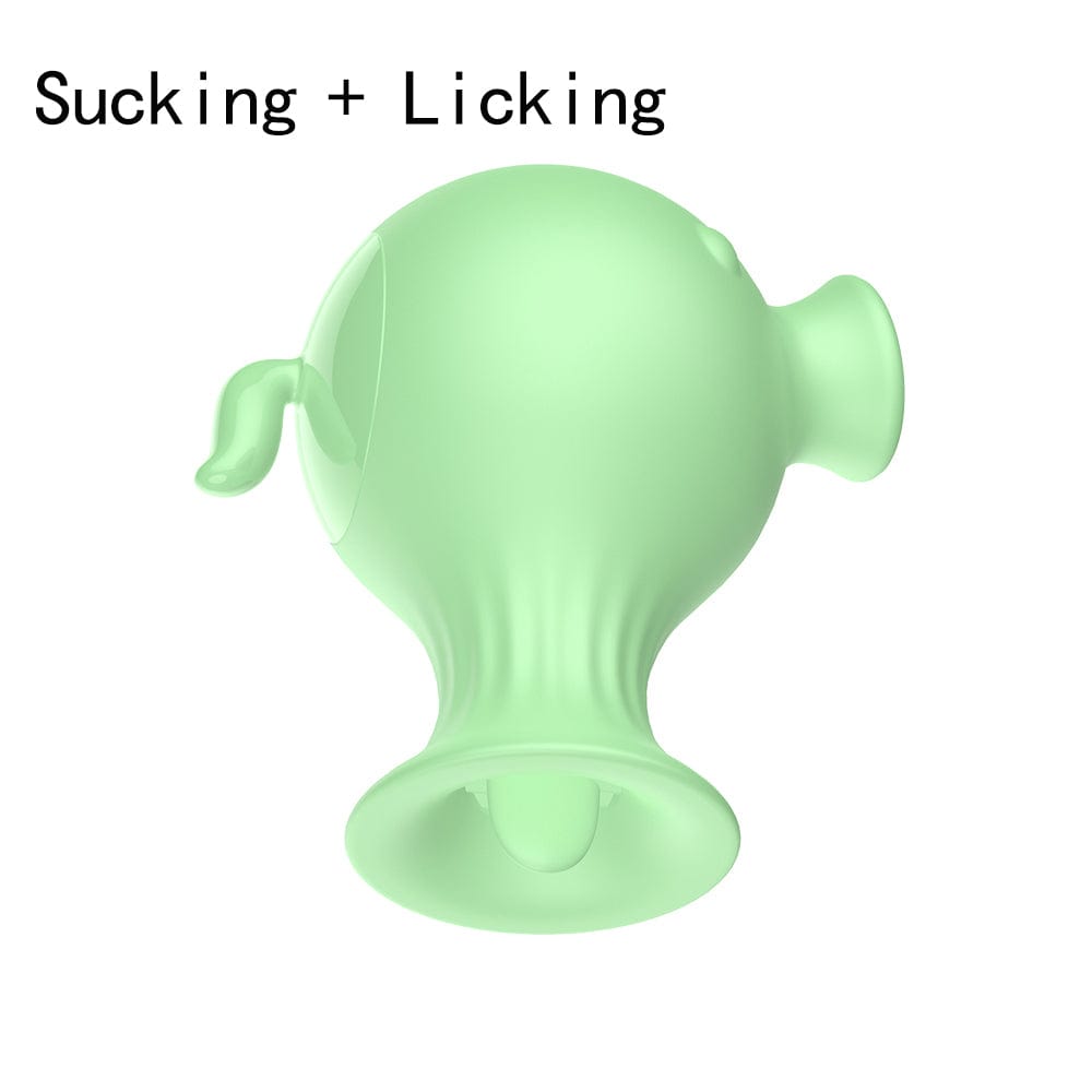 Lurevibe - 7 Speed Tongue Licking Stimulator Clitoris Sucking Vibrator Vagina Nipple Sucker 14 Green(suction+licking)