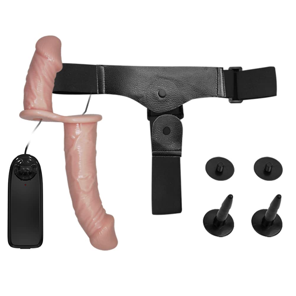 Vibrating Strap On Dildo Vibrator Double Dong with Adjustable Harness 7 Vibrating Strap On Dildo Vibrator Double Dong with Adjustable Harness