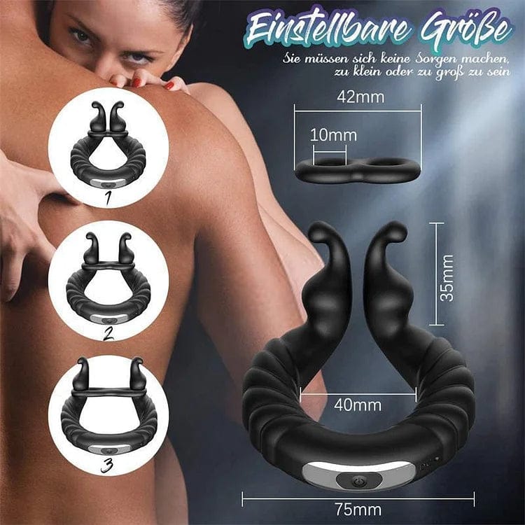 Lurevibe - Vibrating Dual Penis Ring Dildo Stretchy Cock Ring 3 Lurevibe - Vibrating Dual Penis Ring Dildo Stretchy Cock Ring