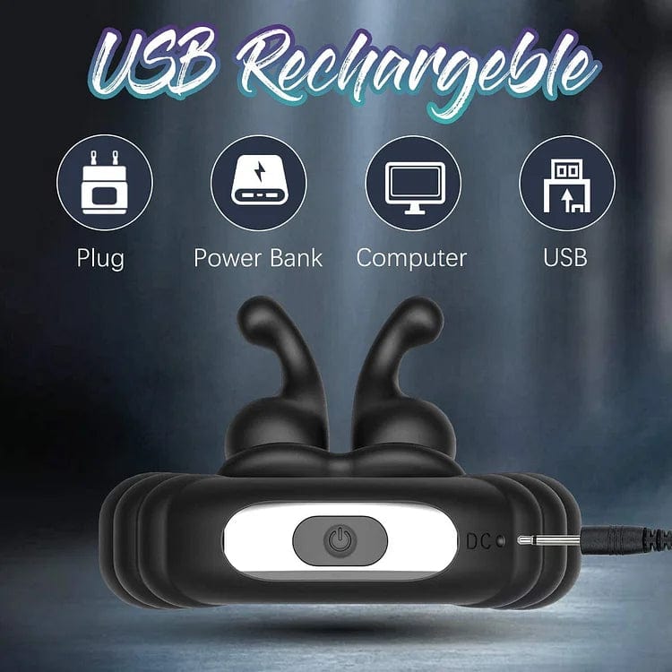 Lurevibe - Vibrating Dual Penis Ring Dildo Stretchy Cock Ring 6 Lurevibe - Vibrating Dual Penis Ring Dildo Stretchy Cock Ring
