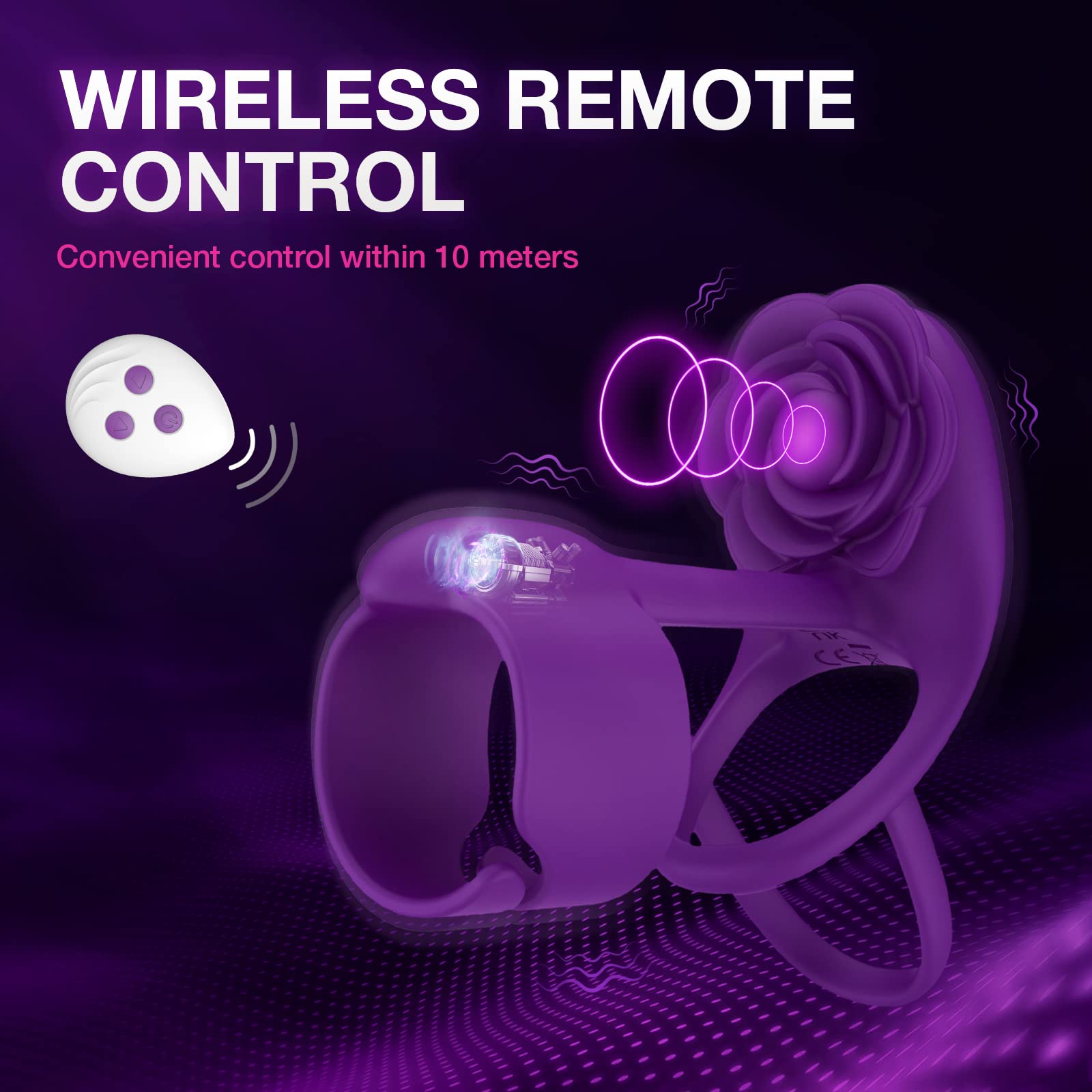 Lurevibe - 3 IN 1 Vibrating Rose Penis Ring with 10 Vibration 4 Lurevibe - 3 IN 1 Vibrating Rose Penis Ring with 10 Vibration