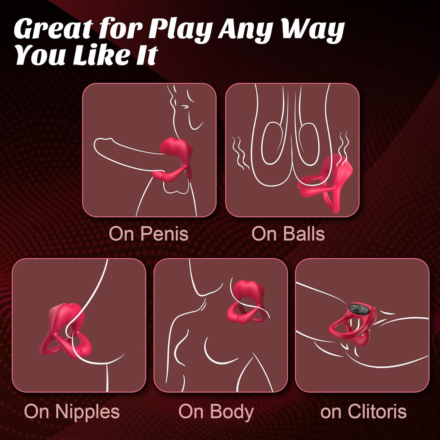 Rose Vibrating Cock Ring with Sexy Lip Clitoris Stimulator 5 Rose Vibrating Cock Ring with Sexy Lip Clitoris Stimulator