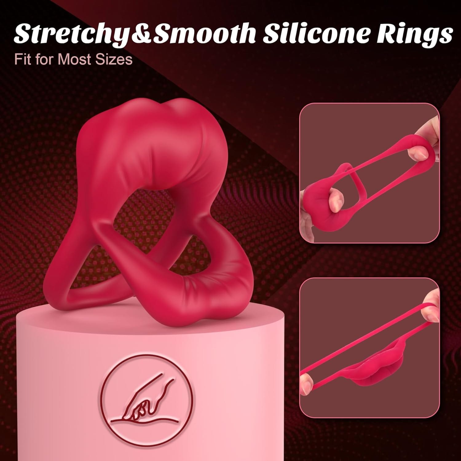 Rose Vibrating Cock Ring with Sexy Lip Clitoris Stimulator 6 Rose Vibrating Cock Ring with Sexy Lip Clitoris Stimulator