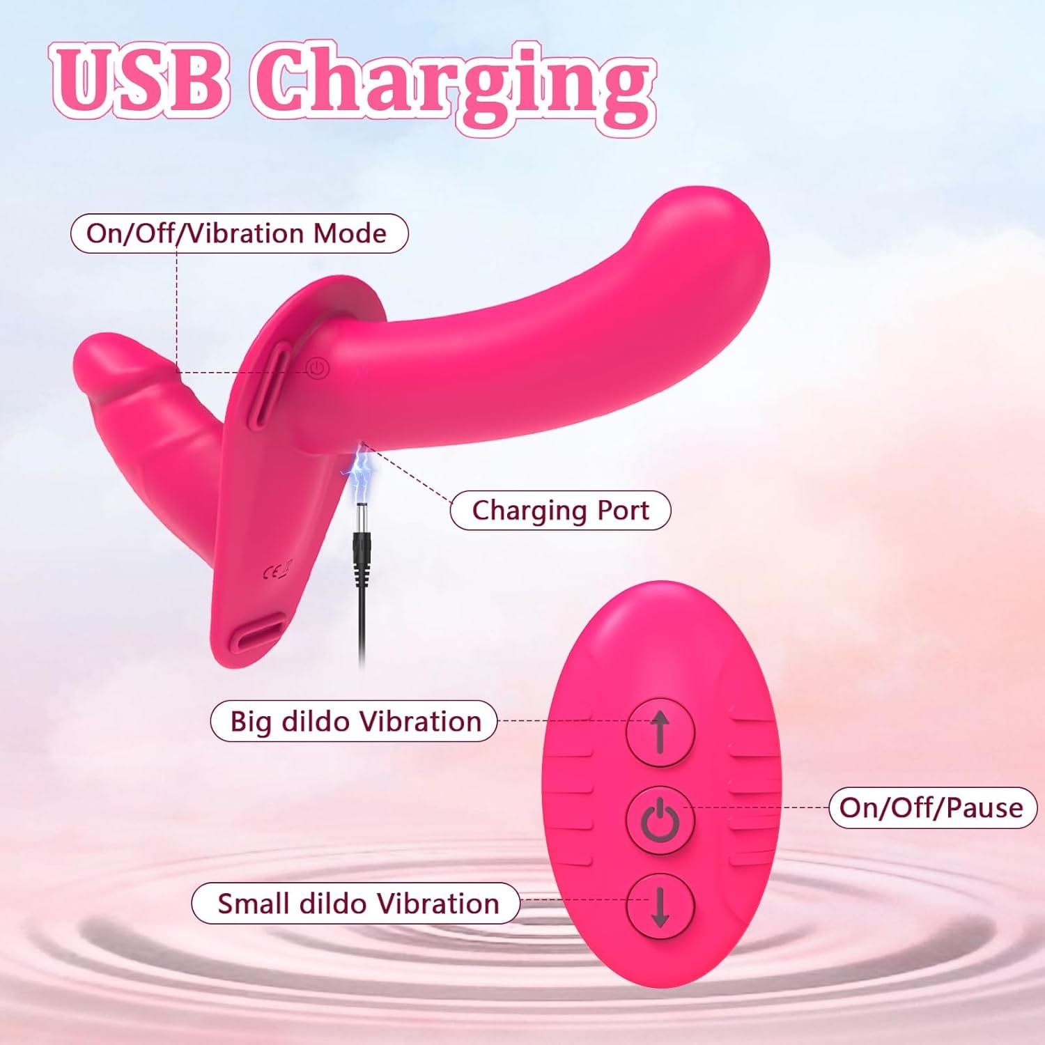 Lesbian Strap-on Dildo Vibrator Double-ended Dildo with Remote Control 7 Lesbian Strap-on Dildo Vibrator Double-ended Dildo with Remote Control