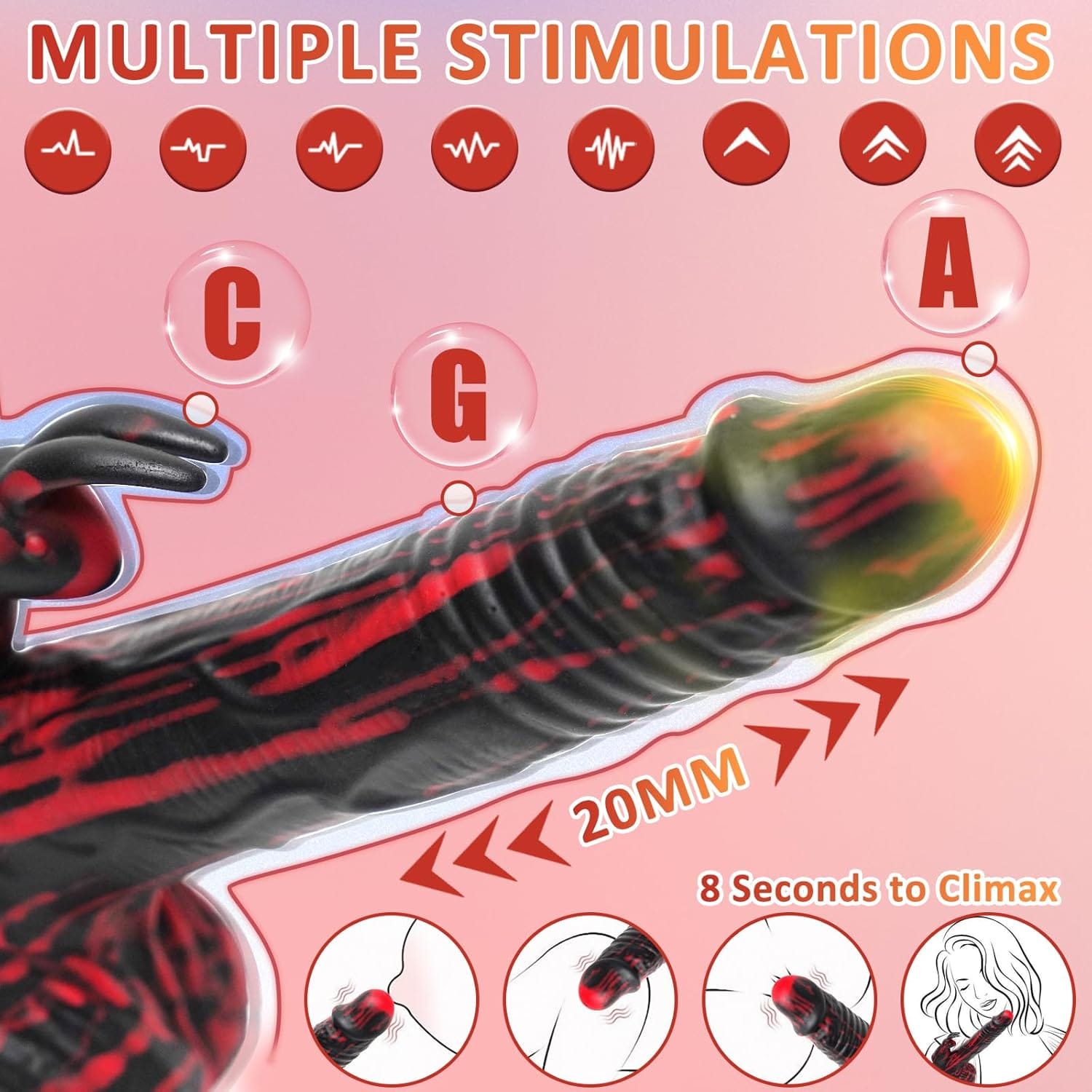 8.26In Rabbit Thrusting Rotation Realistic Dildo Clit G-Spot Vibrator 3 8.26In Rabbit Thrusting Rotation Realistic Dildo Clit G-Spot Vibrator