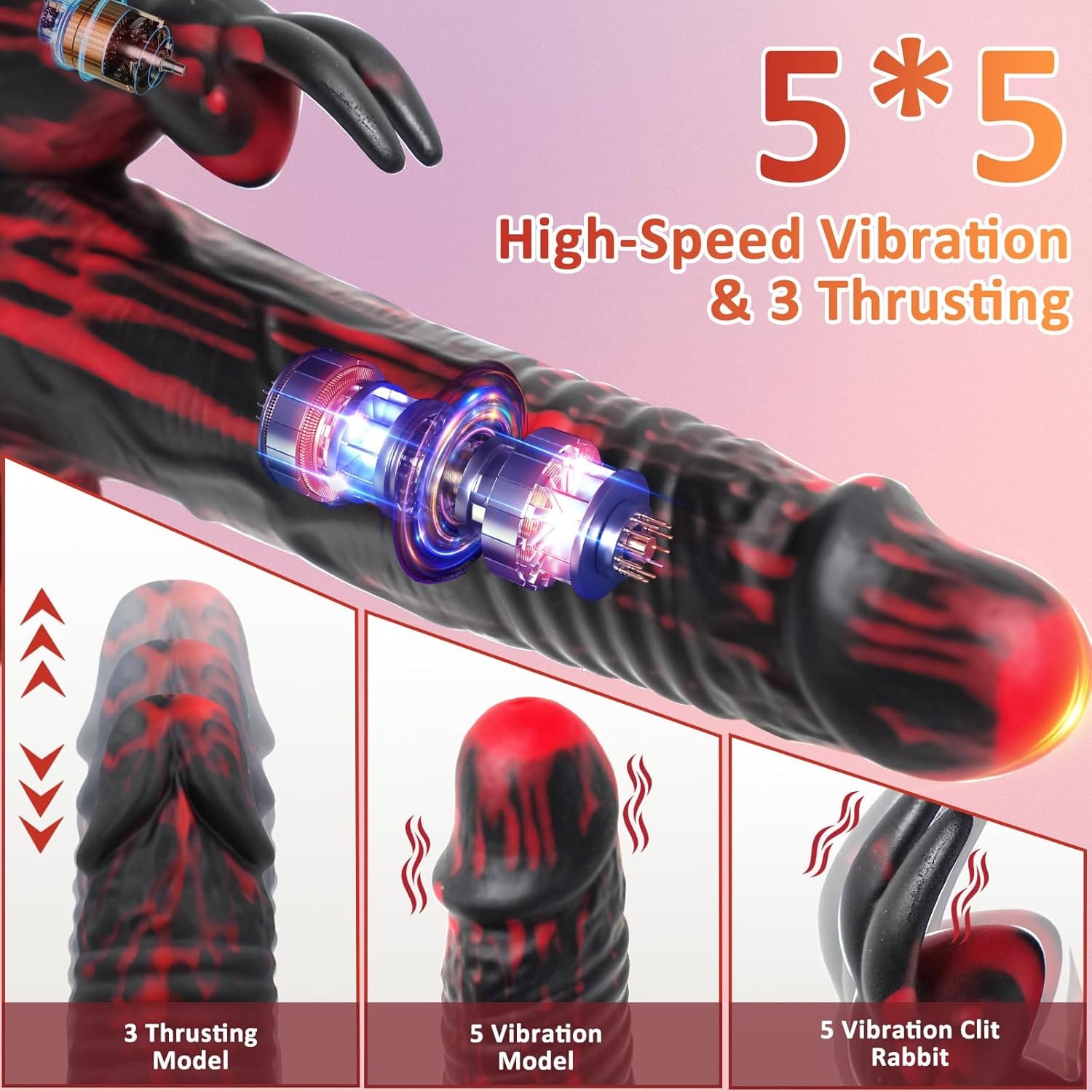 8.26In Rabbit Thrusting Rotation Realistic Dildo Clit G-Spot Vibrator 4 8.26In Rabbit Thrusting Rotation Realistic Dildo Clit G-Spot Vibrator
