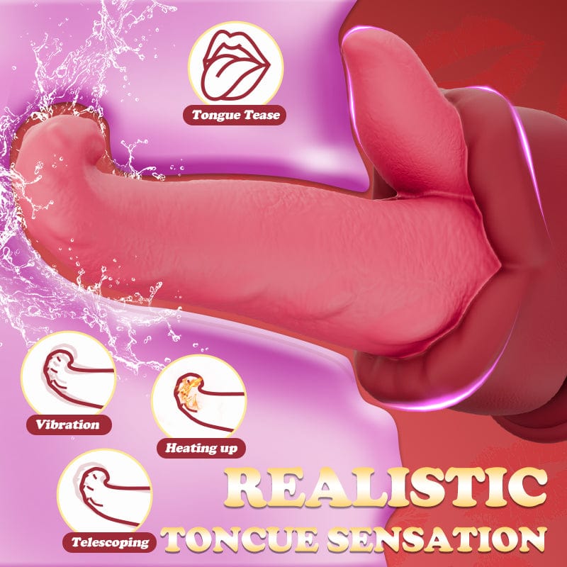 Realistic Tongue Thrusting Heating Fantasy Dildo With Suction Cup 3 Realistic Tongue Thrusting Heating Fantasy Dildo With Suction Cup