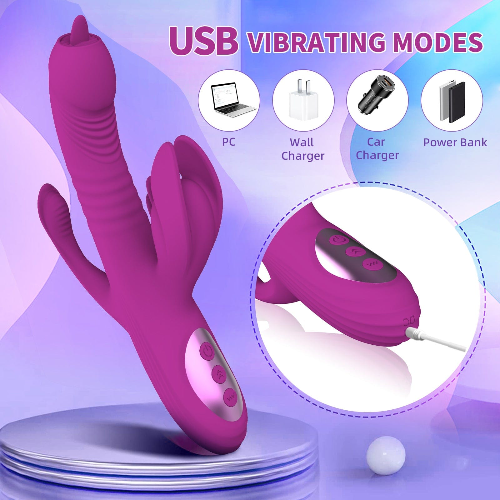 Lurevibe -Trident 4-in-1 Heating Telescopic Swinging Tongue-licking Vibrator 5 Lurevibe -Trident 4-in-1 Heating Telescopic Swinging Tongue-licking Vibrator