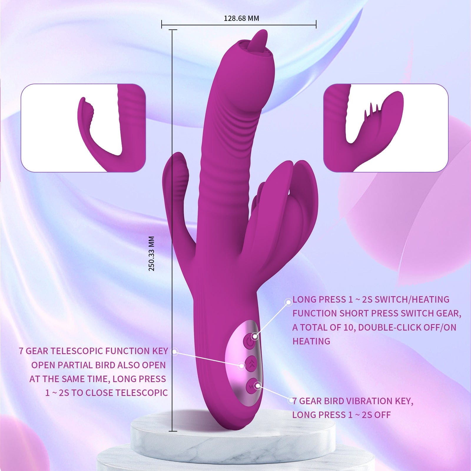 Lurevibe -Trident 4-in-1 Heating Telescopic Swinging Tongue-licking Vibrator 6 Lurevibe -Trident 4-in-1 Heating Telescopic Swinging Tongue-licking Vibrator
