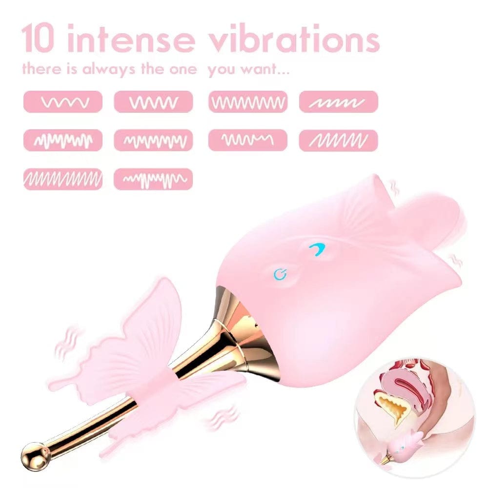 10-Frequency Vibration Tongue Licking Rose Vibrator 8 10-Frequency Vibration Tongue Licking Rose Vibrator
