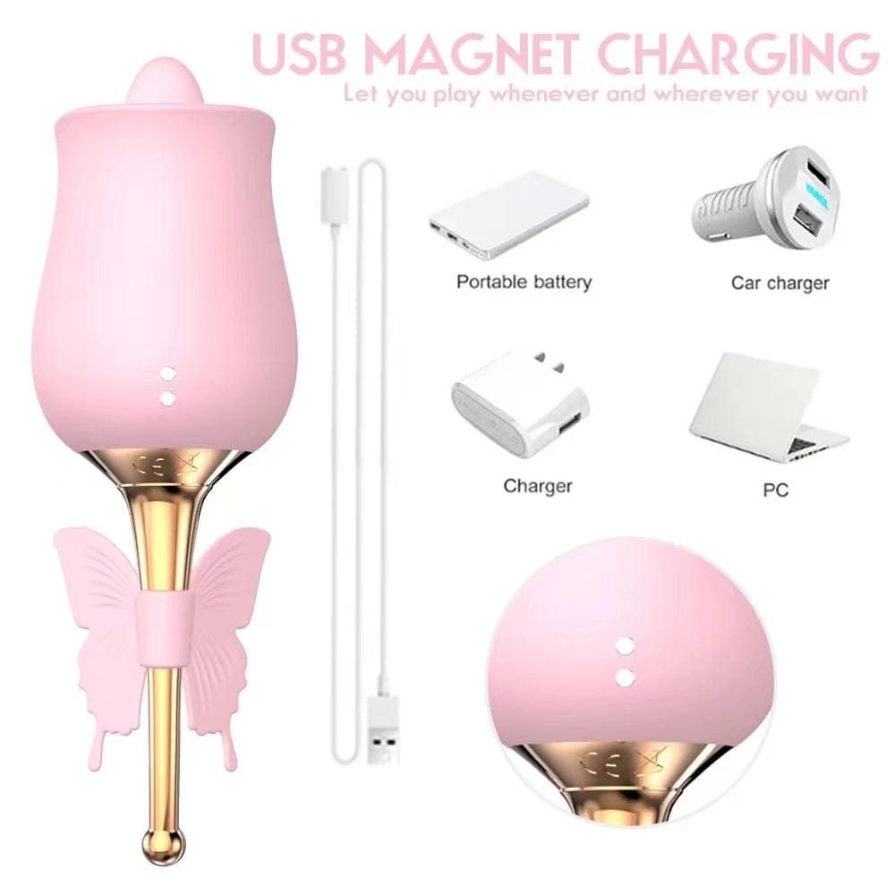 10-Frequency Vibration Tongue Licking Rose Vibrator 10 10-Frequency Vibration Tongue Licking Rose Vibrator