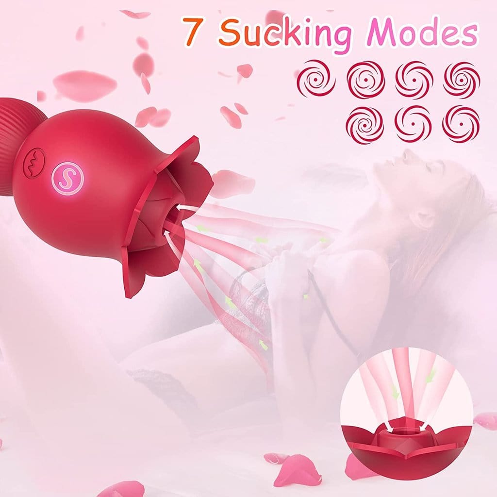 Lurevibe - Rose Sucking and Tongue Vibrator 2 in 1 Rose Toy 5 Lurevibe - Rose Sucking and Tongue Vibrator 2 in 1 Rose Toy