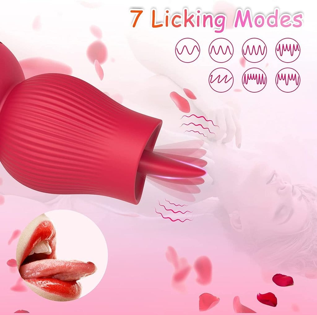 Lurevibe - Rose Sucking and Tongue Vibrator 2 in 1 Rose Toy 6 Lurevibe - Rose Sucking and Tongue Vibrator 2 in 1 Rose Toy