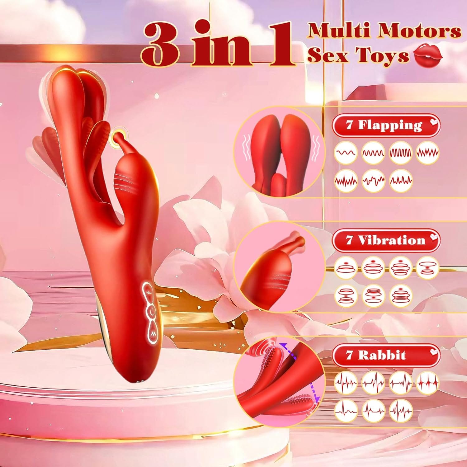 3 IN 1 Rabbit Flapping G Spot Clitoral stimulation Vibrator 3 3 IN 1 Rabbit Flapping G Spot Clitoral stimulation Vibrator