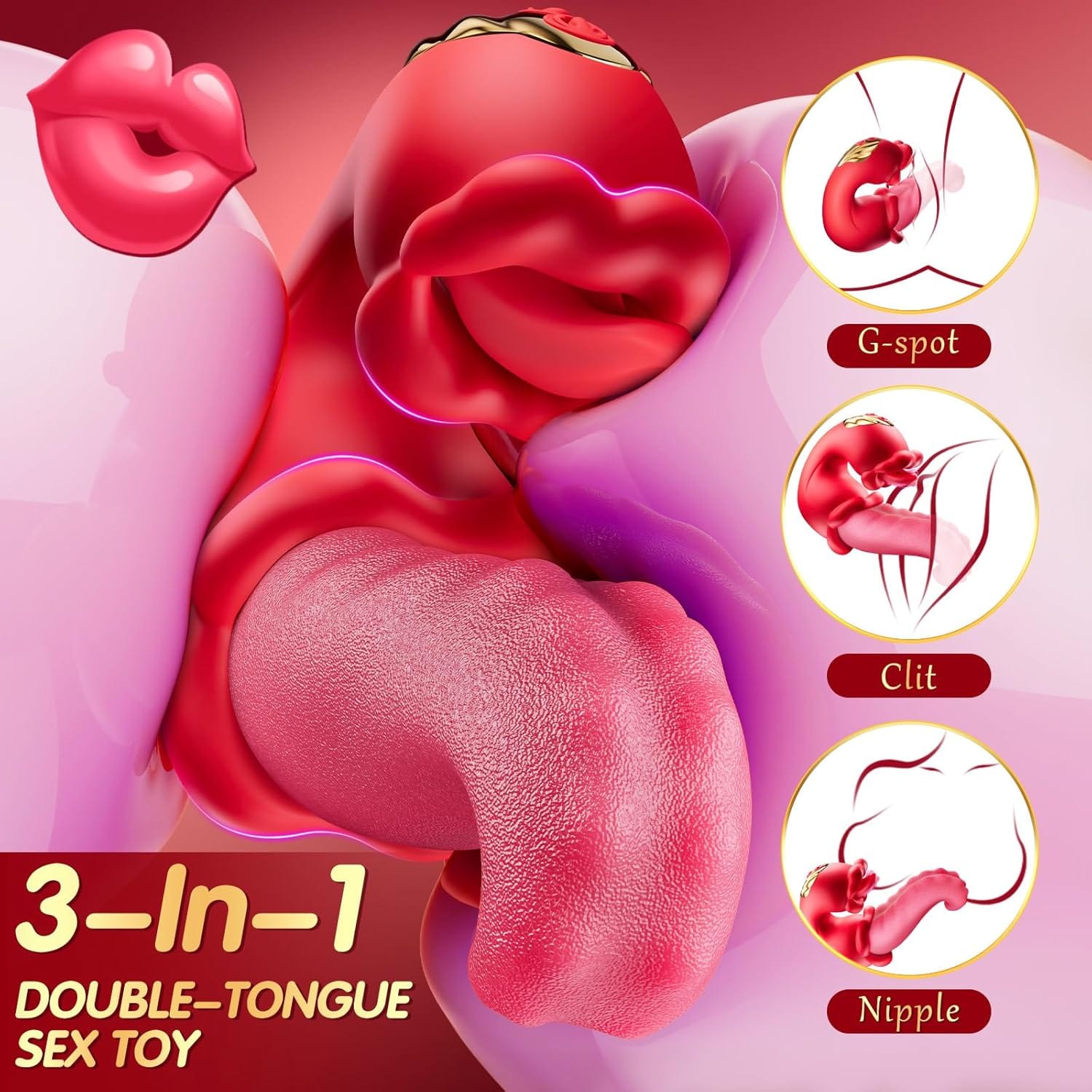 3 in 1 Tongue Thrusting Vibrators Dildo with 10 Licking Clitoral & Swing Mode 3 3 in 1 Tongue Thrusting Vibrators Dildo with 10 Licking Clitoral & Swing Mode