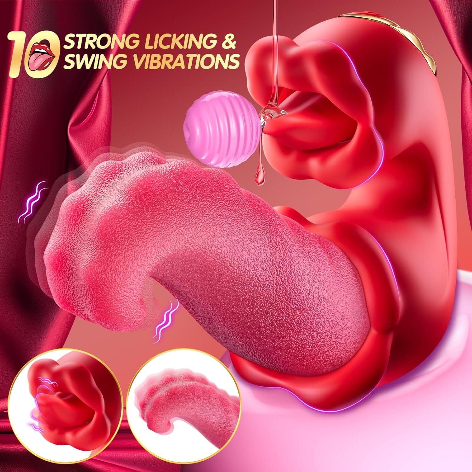 3 in 1 Tongue Thrusting Vibrators Dildo with 10 Licking Clitoral & Swing Mode 4 3 in 1 Tongue Thrusting Vibrators Dildo with 10 Licking Clitoral & Swing Mode