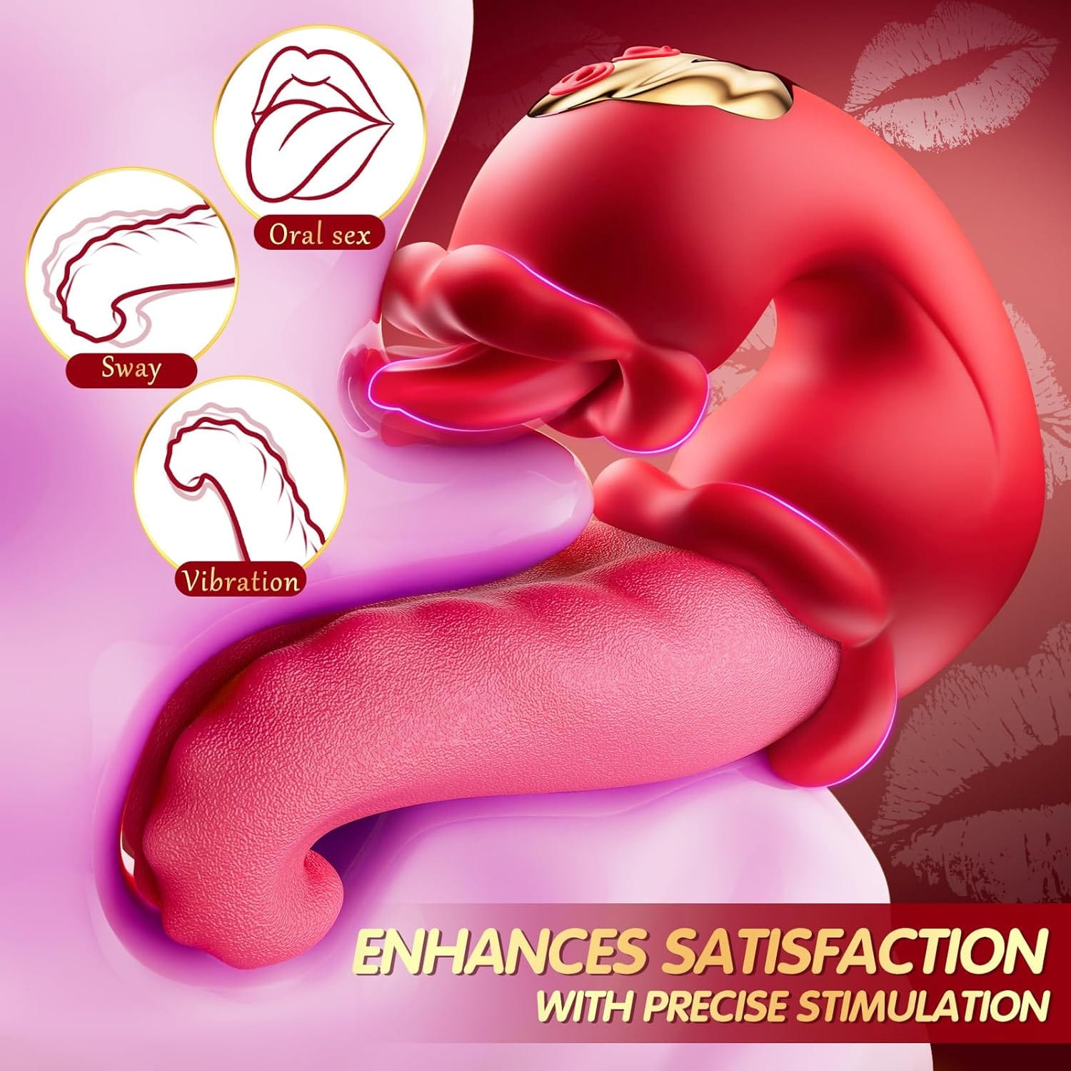 3 in 1 Tongue Thrusting Vibrators Dildo with 10 Licking Clitoral & Swing Mode 5 3 in 1 Tongue Thrusting Vibrators Dildo with 10 Licking Clitoral & Swing Mode