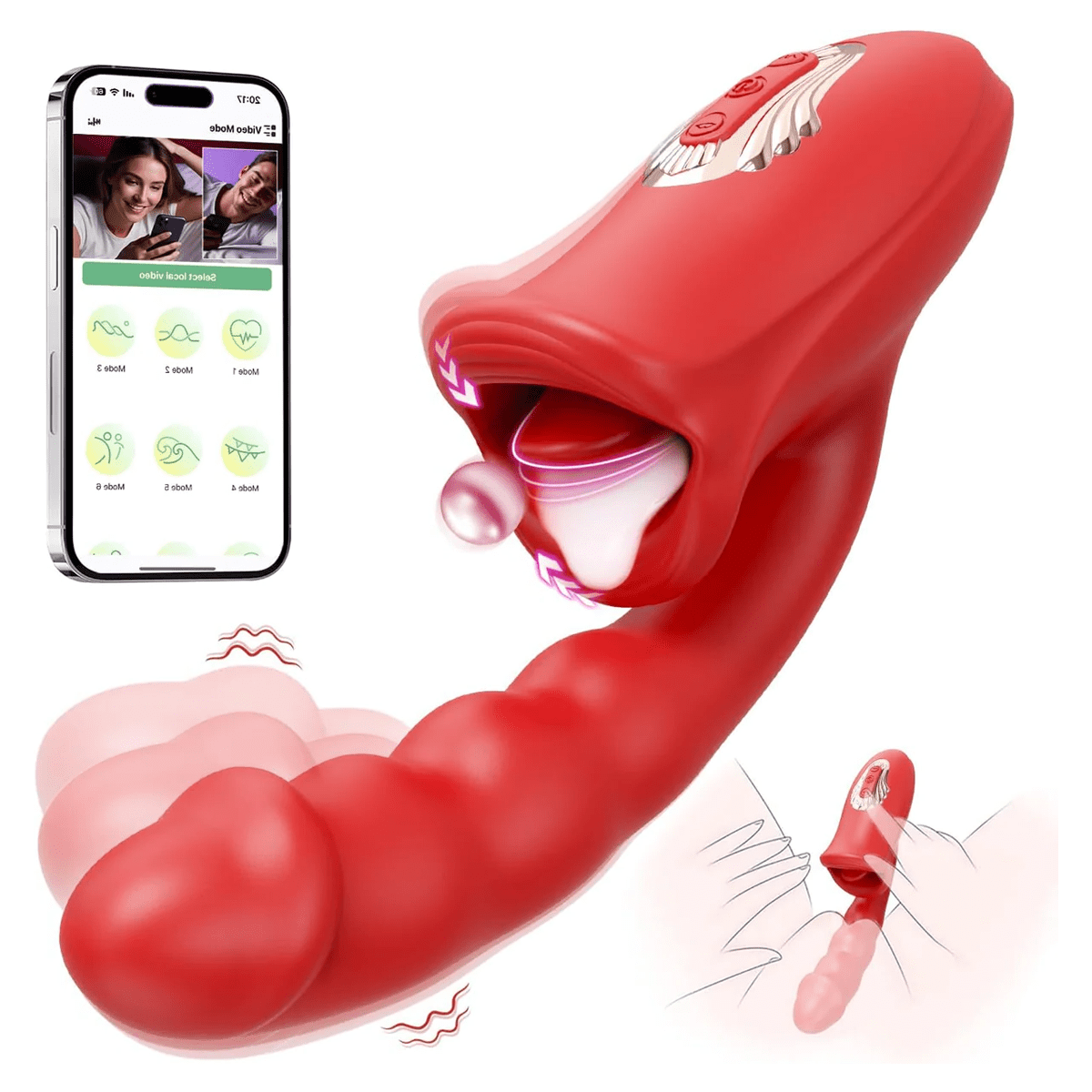5-in-1 Rose Muncher G Spot Realistic Dildo Vibrator APP control for Women Sex Toys
