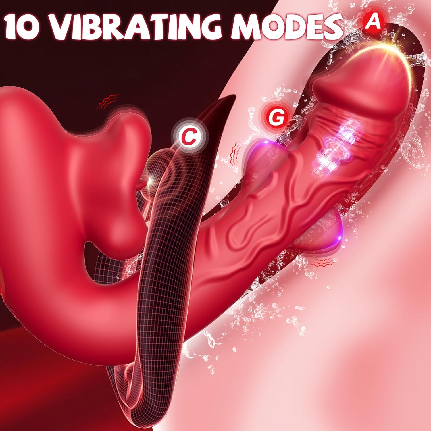Rose Muncher 3-in-1 G Spot Vibrator Dildo with 10 Flapping & Vibrating & Licking Biting Modes 6 Rose Muncher 3-in-1 G Spot Vibrator Dildo with 10 Flapping & Vibrating & Licking Biting Modes