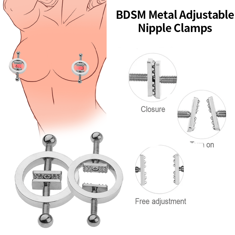 BDSM Metal Adjustable Nipple Clamps Set for Sex Games
