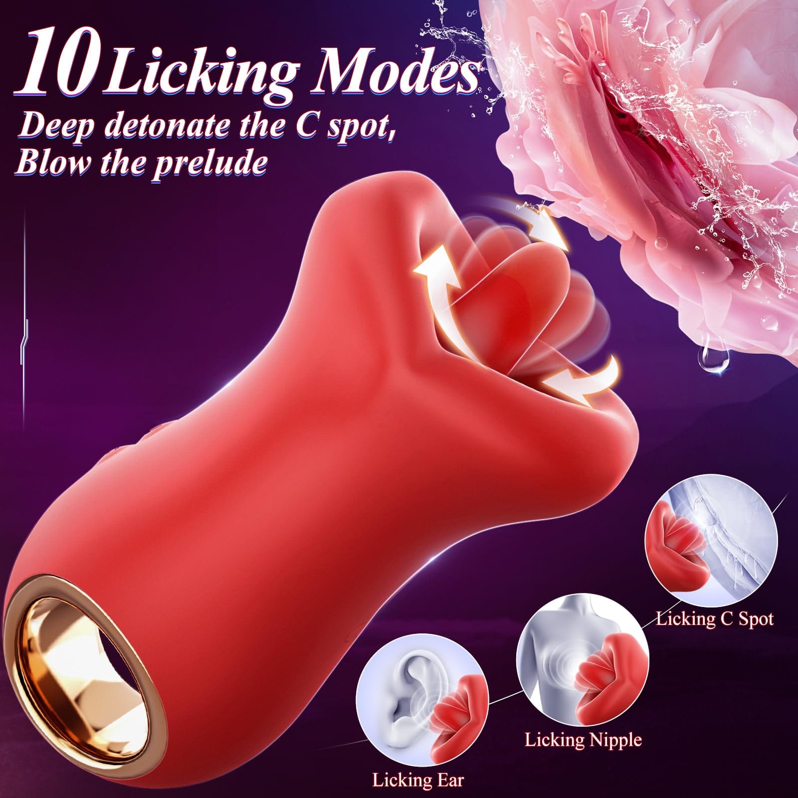 Lurevibe - 3IN1 Handle Mouth-Shaped 10 Tongue Licking Kissing 3 Lurevibe - 3IN1 Handle Mouth-Shaped 10 Tongue Licking Kissing