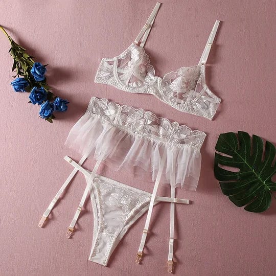 Three Piece Embroider Sexy Underwear Suit 6 Three Piece Embroider Sexy Underwear Suit