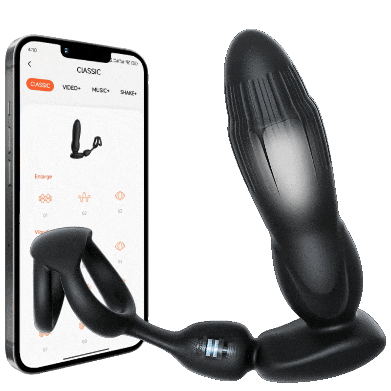 Starship Prostate Massager Vibrating Inflating Expanding Anal Toy with Dual Rings
