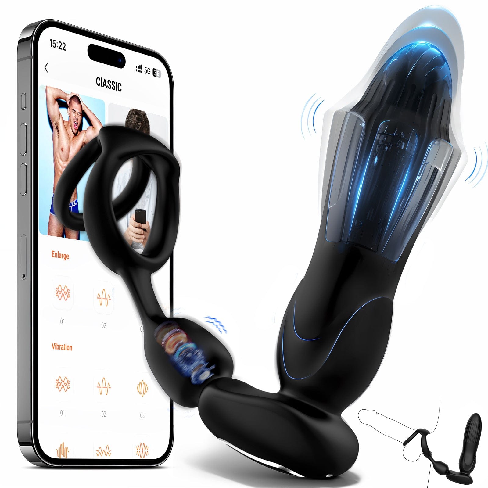 Starship Prostate Massager Vibrating Inflating Expanding Anal Toy with Dual Rings 8 Starship Prostate Massager Vibrating Inflating Expanding Anal Toy with Dual Rings
