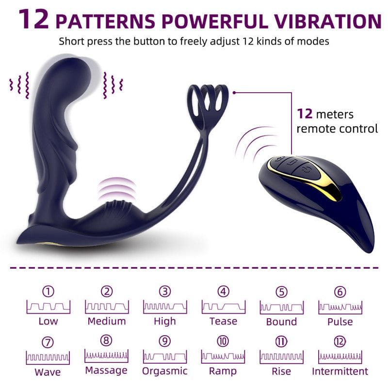 Lurevibe - Wireless Remote Control Male Prostate Vibrating Massager Cock Ring 3 Lurevibe - Wireless Remote Control Male Prostate Vibrating Massager Cock Ring