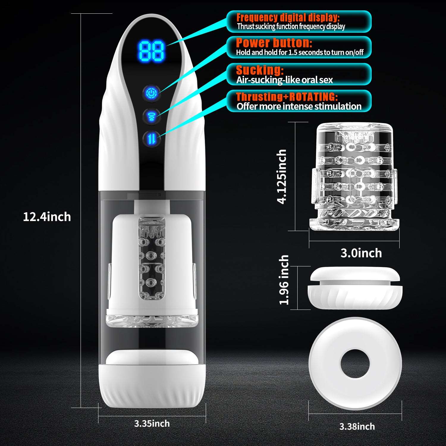 Lurevibe - 3-in-1 Thrusting Rotating Sucking Deep-throat Male Masturbator 6 Lurevibe - 3-in-1 Thrusting Rotating Sucking Deep-throat Male Masturbator
