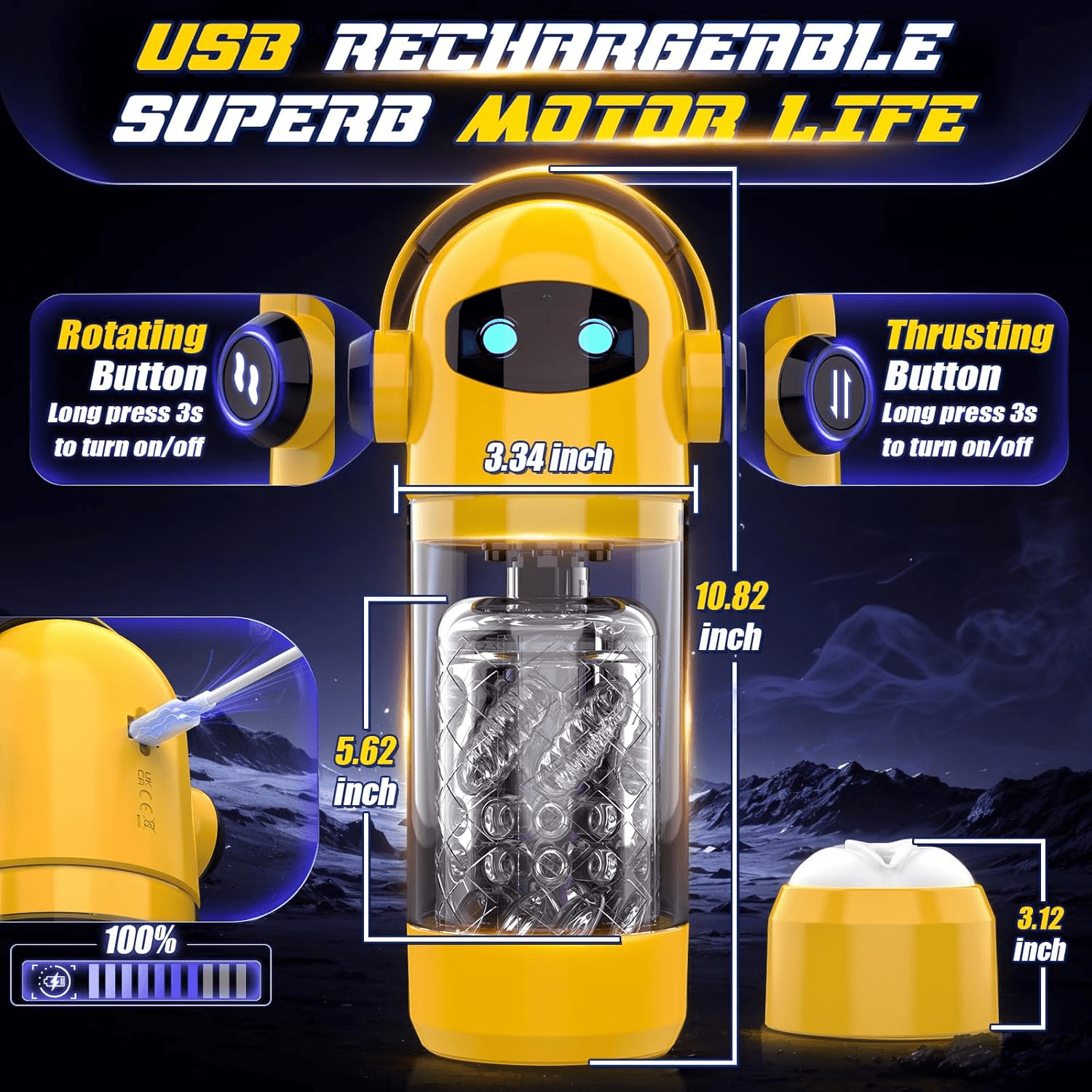 Spaceman 2 in 1 Automatic 7 Telescopic 7 Rotating Male Masturbator 7 Spaceman 2 in 1 Automatic 7 Telescopic 7 Rotating Male Masturbator